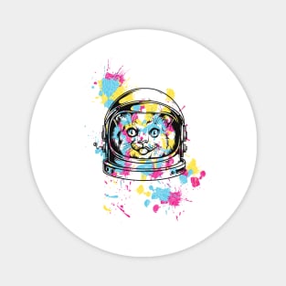 Colourful funny Cat Astronaut Helmet Magnet